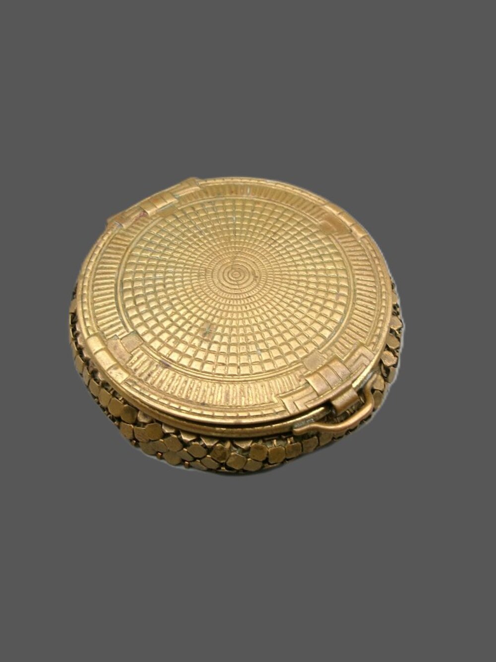 Evans Gold Mesh Powder Rouge Compact, Vintage Vanity MakeUp, Empty